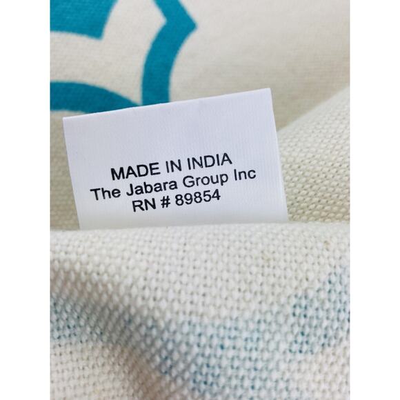 Cotton Tablecloth Runner Moroccan Style Made In India Blue Green Fringe Jabara - Picture 5 of 9